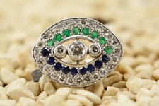 0,75 ct. Brillant Ring 585 Gold Diamanten VS2 H Ringgröße 54 Smaragd Saphir