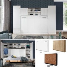 Schrankbett Wandbett Klappbett horizontal HB 120 x 200 + 2 Schränken Farbauswahl