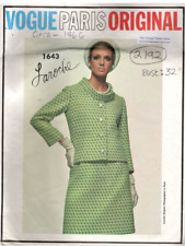 1966 Vintage VOGUE Nähmuster B32 Zoll Anzug - Bluse (2192RR) Guy Laroche Vogue
