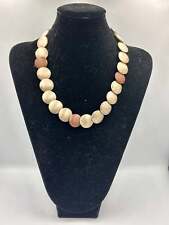 Antike Linsen Halskette mit 925er Silberverschluss und Silber-Holz Linsen