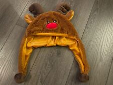 Plüschmütze Rentier Elch Mütze Kappe Ohren Kunstfell Geweih * Universalgröße