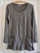 Tunika Kleid Street One 42 khaki grünlich Baumwolle Rüschen Biesen