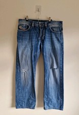 Diesel Larkee Jeans Herren W34 L30 Navy Blau Denim Cotton Wash 008AT Button Fly