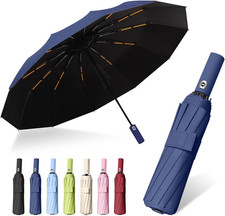 Automatikschirm Regenschirm Knirps Blau Sturmfest Winddicht Wasserabweisend