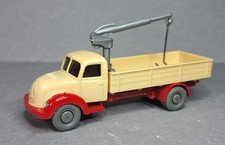 Wiking Magirus Sirius Pritschen LKW mit Ladekran beige rot 1964-66 TOP-Zustand