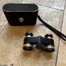 Revue Opernglas 2,8 x in schwarz-gold mit Tasche TOP Zustand!