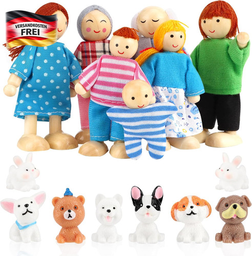 Holz puppenhaus figuren set - holz,