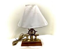 Vintage 36cm Maritime Tischlampe Nachttischlampe E14 Messing Holz 1,3kg RAR Top