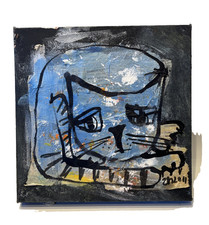 Cat collage with paper acrylic