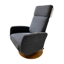 Natura TV Sessel Sommerville Stoff Amsterdam Blau Grau Drehteller Eiche Bianco 