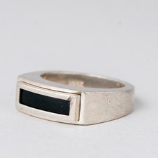 Ring Schwarzer Stein 8,78 g 925er Silber Größe 50 (15,9 mm Ø)