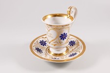 KPM Berlin Prunk- Tasse und Untertasse für die Hausfrau Biedermeier um 1820
