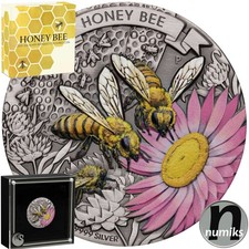 HONEY BEE HONIGBIENE - Australien 2025 - 2 Oz Silber Farbe Antik Finish OVP BOX