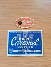 ☆☆Bieretikett VEB Riebeck Brauerei Gera☆☆ DDR ALB. Riss im roten Etikett 