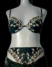 NEU* 80B * 38/40 * TCM Tchibo*Pushup Bügel BH-Slip-Set Stickerei * Schwarz Beige