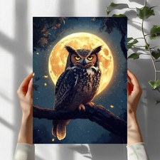 Eule bei Vollmond Premium