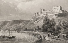 C. FROMMEL (1789-1863), Biedermeierliche Darstellung Rheinfels', Sst. Biedermeie