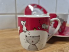 Espressotassen 2er Set aus Könitz mit niedlichem Katzendesign