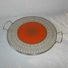 Alte Tortenplatte Kuchenplatte Servierplatte Metall Glas D 29 B 34 cm  Alt