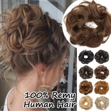 Messy Bun 100% Remy Echthaar Dutt Haargummi Extensions Haarknoten Zopf Gewellt H