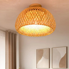 Handgewebte Bambus Rattan Deckenleuchte E27 Holzlampe Schlafzimmer Küche Leuchte