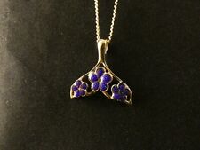 Flosse Anhänger 24 Karat Gold Strass Lila Halskette Schmuck Kette Meer Wal Hai 