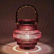 Laterne Lampe - dunkelrot | batteriebetrieben Vintage Muster LED Nachtlicht