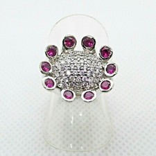 Pink Rubin Saphir Cocktail Ring 925 Sterlingsilber rhodiniert 16,5 mm 52