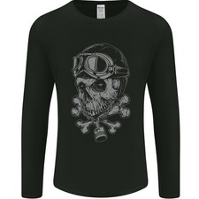 Biker Skull Fahrer Motorrad Herren Langarm T-Shirt