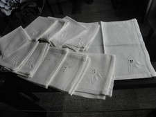 11 Stoffservietten Leinen Stickerei Handarbeit beige