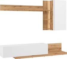 Wohnwand Bristol Anbauwand 4-teilig weiß Evoke Eiche (18284)