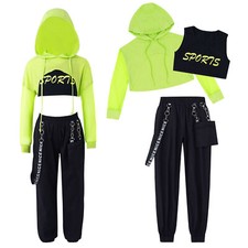 DE ranrann Mädchen Hip Hop Street Dance Kleidung Kapuzen Crop Top Weste und Hose