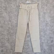 Hose High Waist Gr 36 S Weiß  Schwarz Gestreift Bindegürtel Sommerhose Stretch