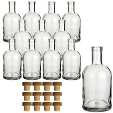 12 x Glasflasche 500 ml "Klassik" mit Holzgriffkorken - Leere Flasche 0,5 Liter