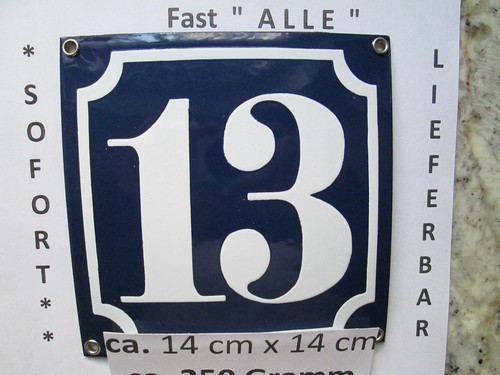 Hausnummer emaille 13 - emaille,
