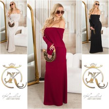 Koucla Damen Kleid Abendkleid Off Shoulder Maxikleid Carmen Party Milax-Fashion