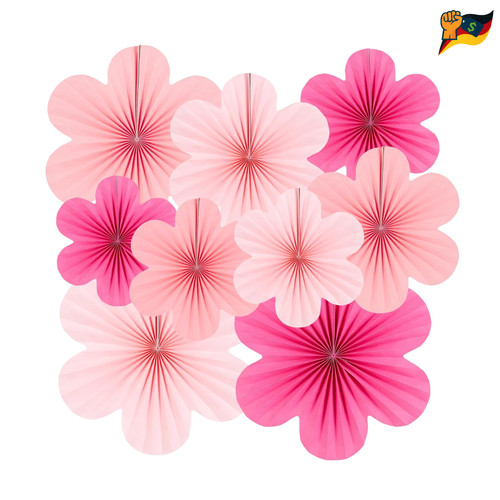 Papierblumen fächer deko set - papierblumen,