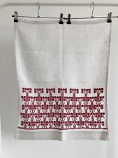 Set Leinenvorhänge mit roter Stickerei Kreuzstich Anfang 20. Jh. Art déco