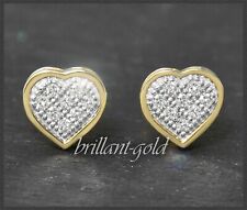 Herz Ohrstecker mit 0,12ct Diamanten, Damen Ohrringe, 10K Weißgold, Gelbgold