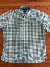 Tommy Hilfiger Custon Fit Kurzarm Hemd Gr. XL Grün-Türkis-Weiß kariert