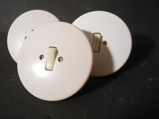 neuw. Orig. Bakelit Lichtschalter Kipp Schalter UP weiß rund Busch alt Steckdose