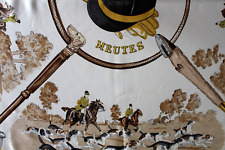 Tuch Hermès Paris "Meutes" Seide Carré 90 Ledoux 1971 Pferde Reiter Jagd