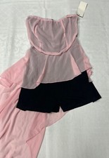 Rosa Chiffonkleid mit schwarzen Shorts von Moda Italia, Gr. S