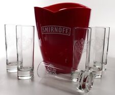 Smirnoff Set Vodka Flaschenkühler 6 Gläser Rot Griffmulde Bottle Serve Tool 8395