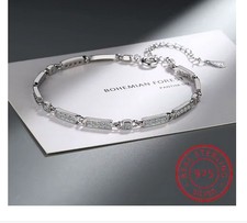 Silberarmband 925 Sterling Silber Armband Charm Damen Länge 21 cm  B2.5mm