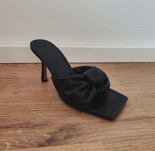 asos design Pantoletten in Schwarz Knotendetail weite Passform Mules Heels Gr 36