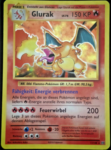 Pokémon karte glurak 108 - pokémon,