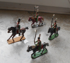 4 x Pferd u. Reiter, Zinn