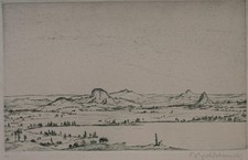 Bruno Goldschmitt Landschaft See signiert Radierung 1 Hälfte 20 Jhd