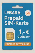 Lebara Prepaid Sim-Karte 1,-€ Guthaben, ohne Vertrag, EU-Roaming, Deutsche SIM